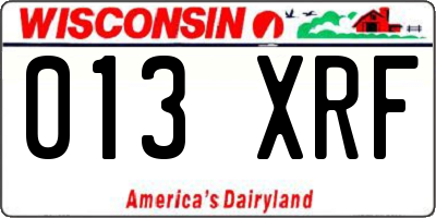 WI license plate 013XRF