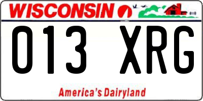 WI license plate 013XRG