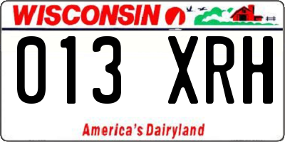 WI license plate 013XRH