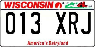 WI license plate 013XRJ