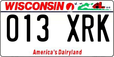WI license plate 013XRK