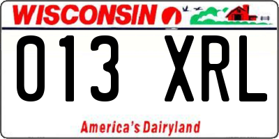 WI license plate 013XRL
