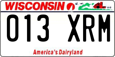 WI license plate 013XRM