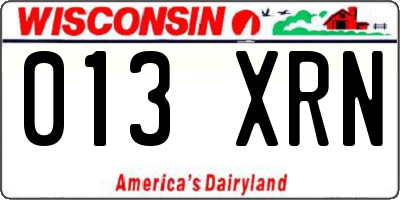 WI license plate 013XRN