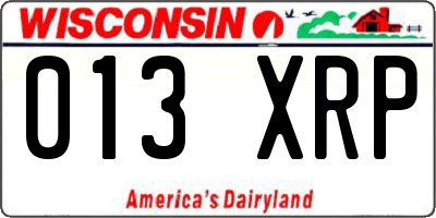 WI license plate 013XRP