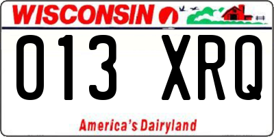 WI license plate 013XRQ