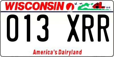 WI license plate 013XRR