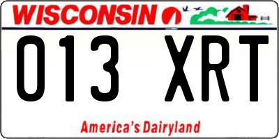 WI license plate 013XRT