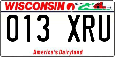 WI license plate 013XRU