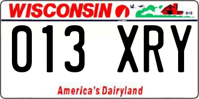 WI license plate 013XRY