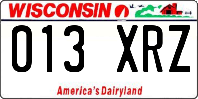 WI license plate 013XRZ