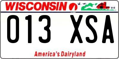 WI license plate 013XSA