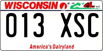 WI license plate 013XSC