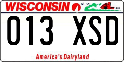 WI license plate 013XSD