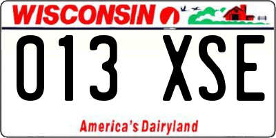 WI license plate 013XSE