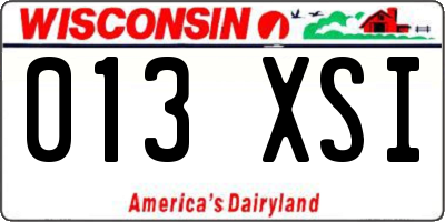 WI license plate 013XSI