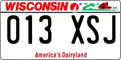 WI license plate 013XSJ