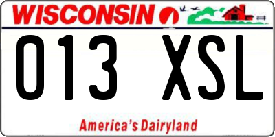 WI license plate 013XSL