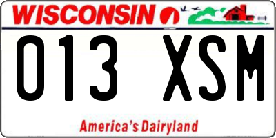 WI license plate 013XSM