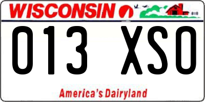 WI license plate 013XSO