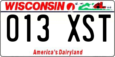 WI license plate 013XST