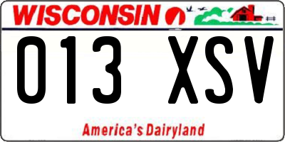 WI license plate 013XSV