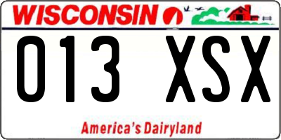 WI license plate 013XSX