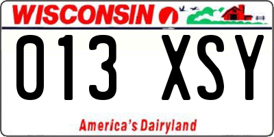 WI license plate 013XSY