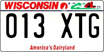 WI license plate 013XTG