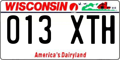 WI license plate 013XTH