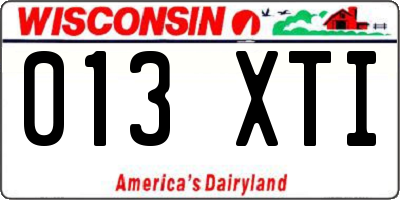 WI license plate 013XTI