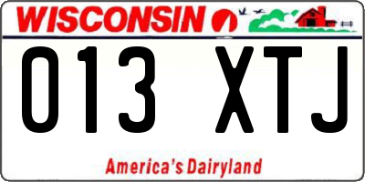 WI license plate 013XTJ
