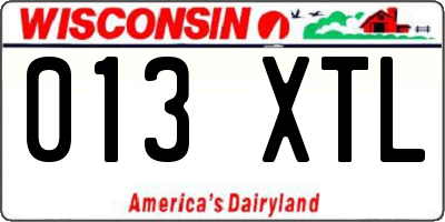 WI license plate 013XTL