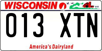 WI license plate 013XTN