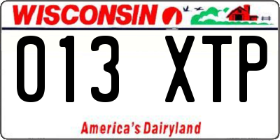 WI license plate 013XTP