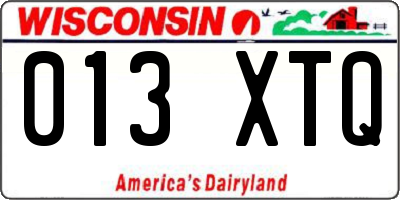 WI license plate 013XTQ