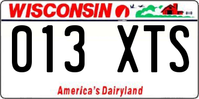 WI license plate 013XTS