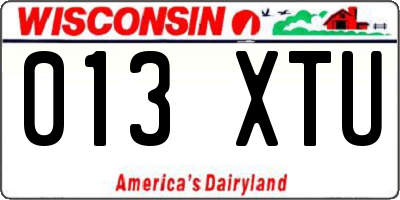 WI license plate 013XTU