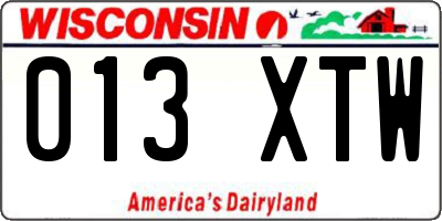 WI license plate 013XTW