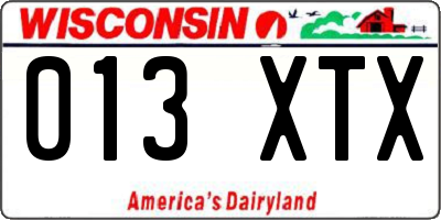 WI license plate 013XTX