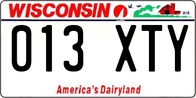 WI license plate 013XTY