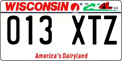 WI license plate 013XTZ