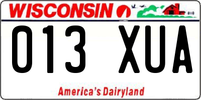 WI license plate 013XUA