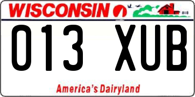 WI license plate 013XUB