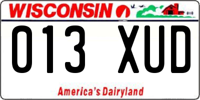 WI license plate 013XUD