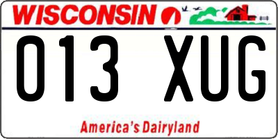WI license plate 013XUG