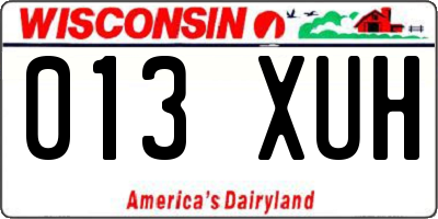 WI license plate 013XUH