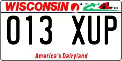WI license plate 013XUP