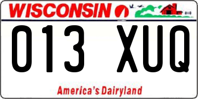 WI license plate 013XUQ