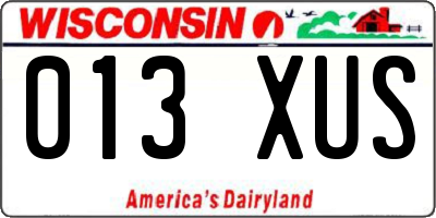 WI license plate 013XUS